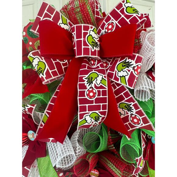 Grinch Wreath & Christmas Garland Holiday Home Decor, Front Door Hanger Gift xxx - Picture 3 of 10